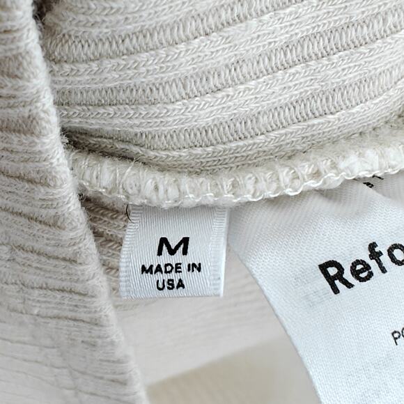 Reformation Open Back Midi Dress Size Medium Bone Ivory Rib Knit Tank Stretch - Picture 8 of 10